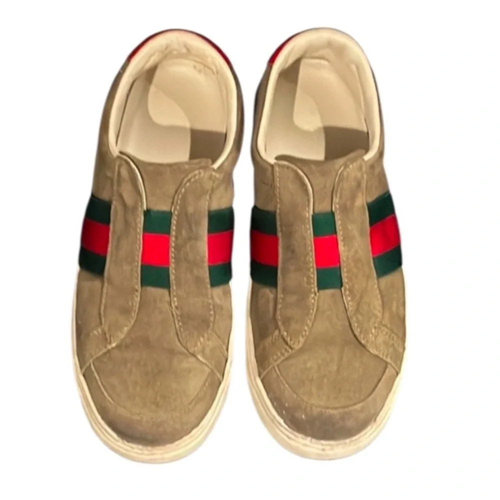 Authentic Gucci luxury designer signature Web suede leather slip on sneakers 13 - Picture 9 of 16
